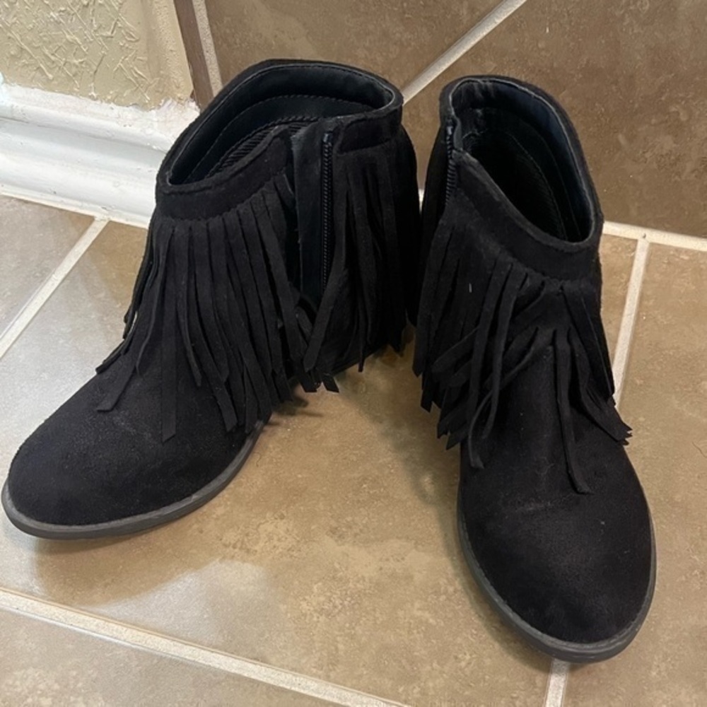 Black Fringe Booties